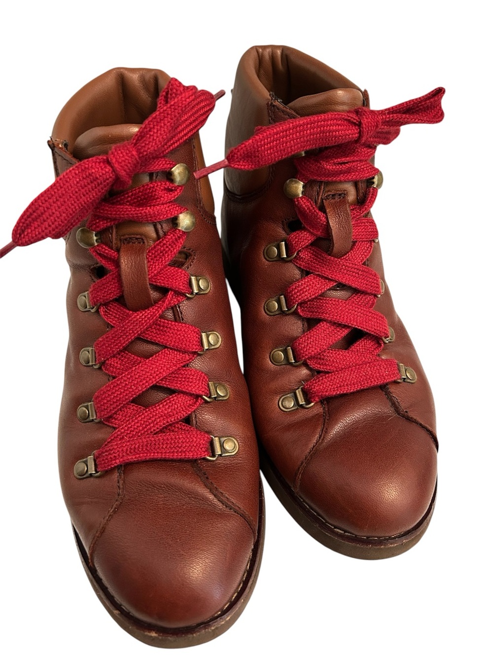 Bionica Women’s Brown Leather Hiking Boots with Red Laces